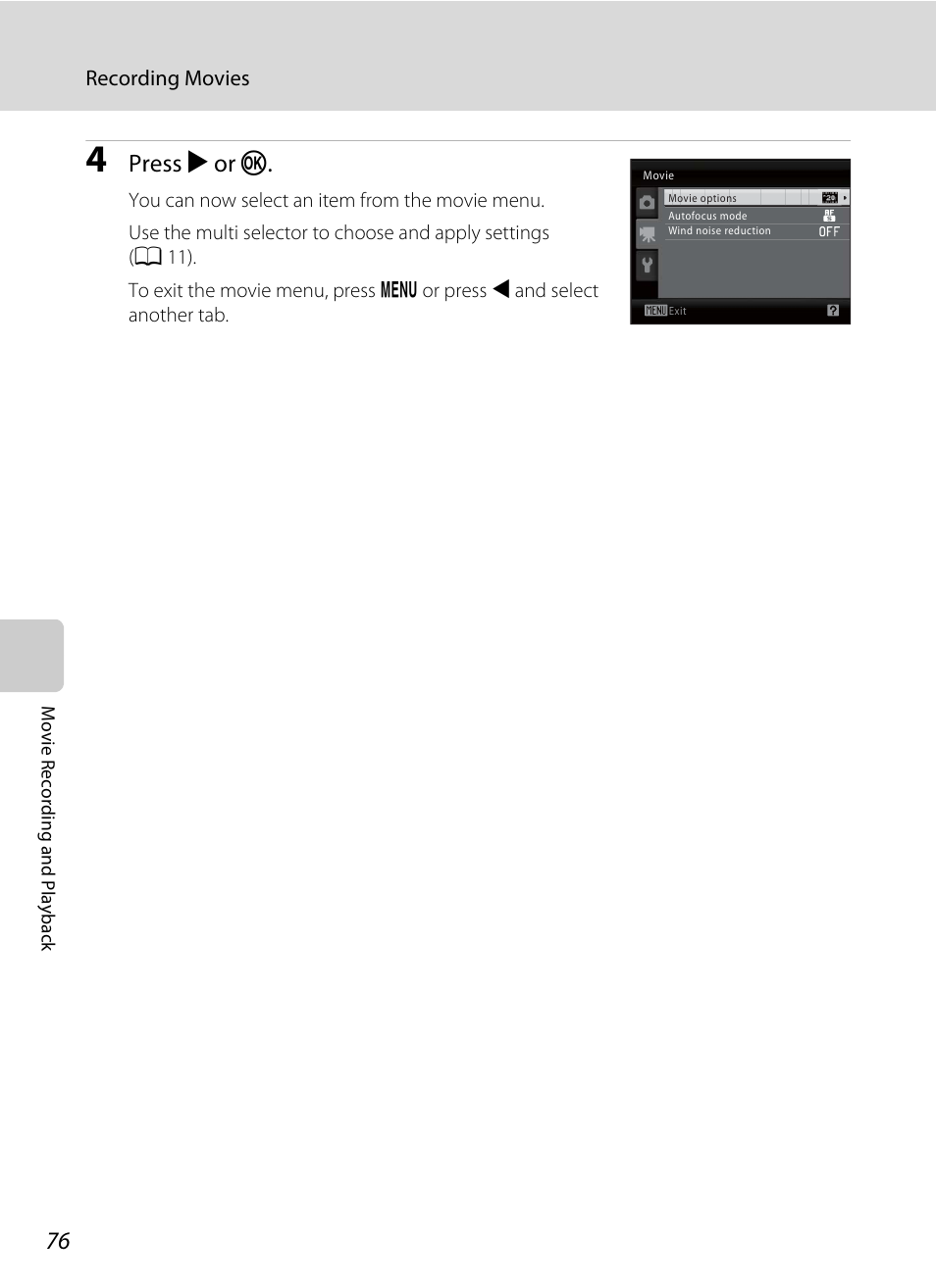Press k or k | Nikon Coolpix L110 User Manual | Page 88 / 156