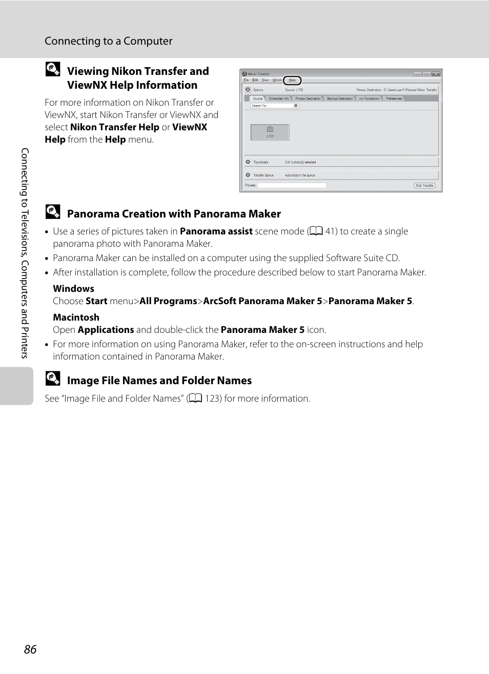 A 86) to, A 86) | Nikon Coolpix L110 User Manual | Page 98 / 156