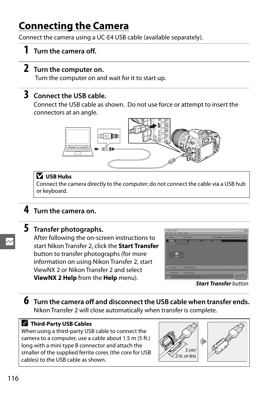 Connecting the camera | Nikon D3100 User Manual | Page 132 / 224