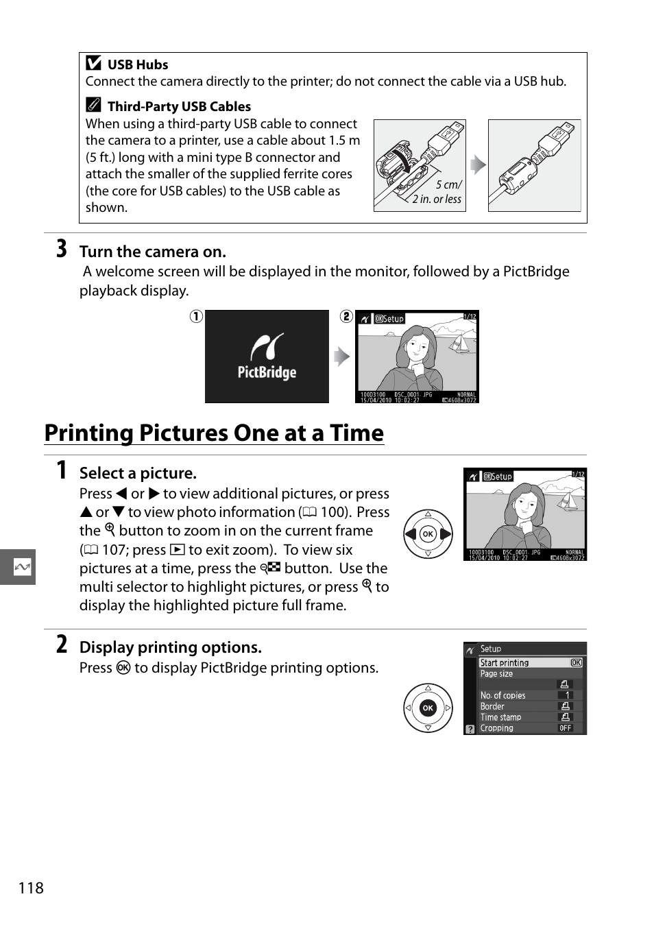 Printing pictures one at a time | Nikon D3100 User Manual | Page 134 / 224