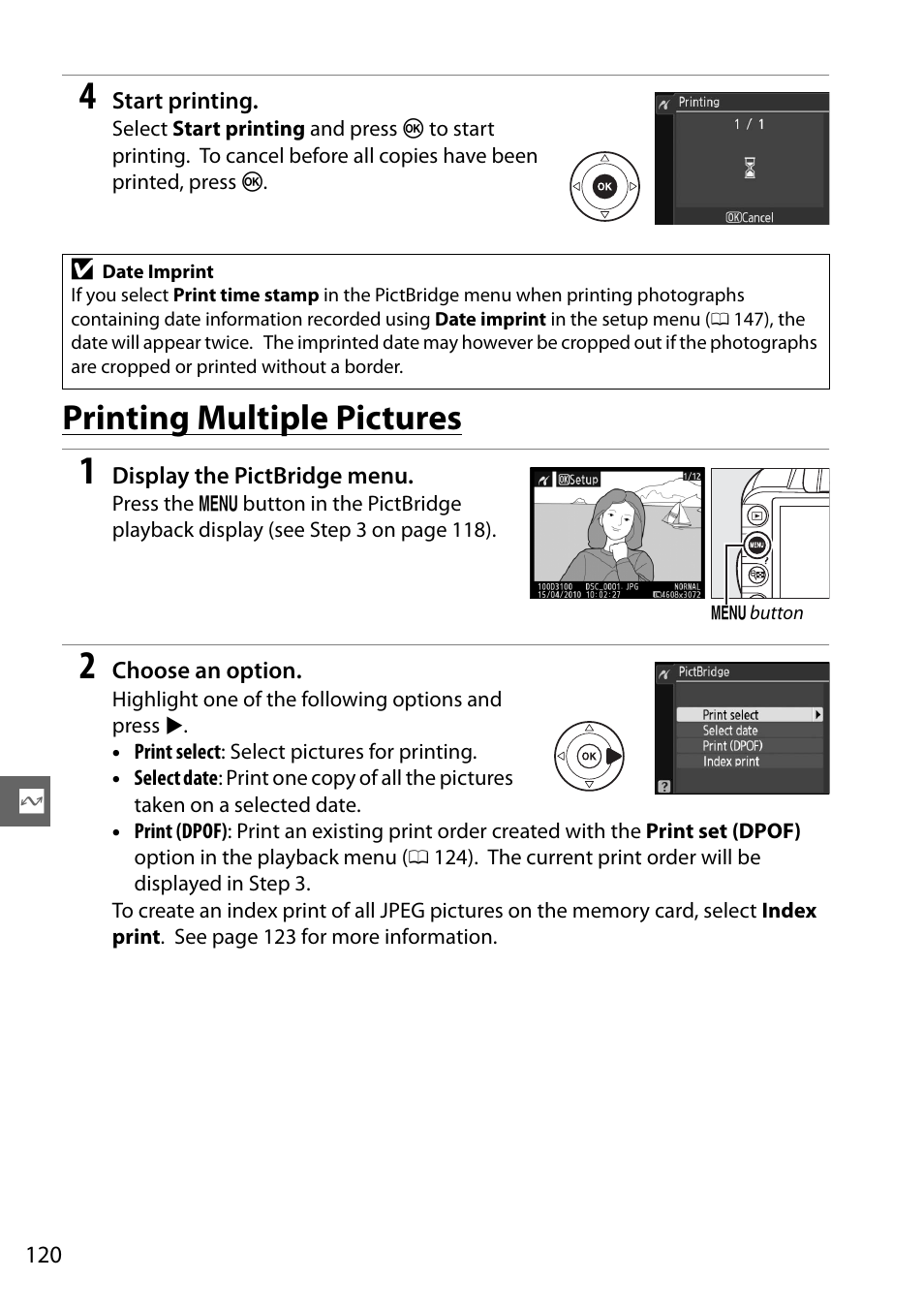 Printing multiple pictures | Nikon D3100 User Manual | Page 136 / 224
