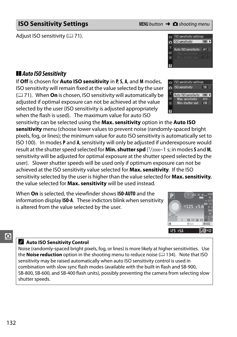 Iso sensitivity settings, Auto iso sensitivity | Nikon D3100 User Manual | Page 148 / 224