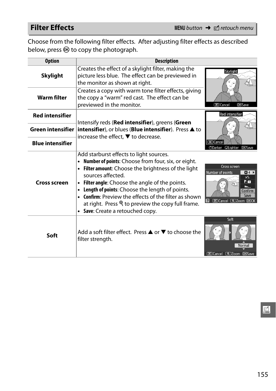 Filter effects | Nikon D3100 User Manual | Page 171 / 224