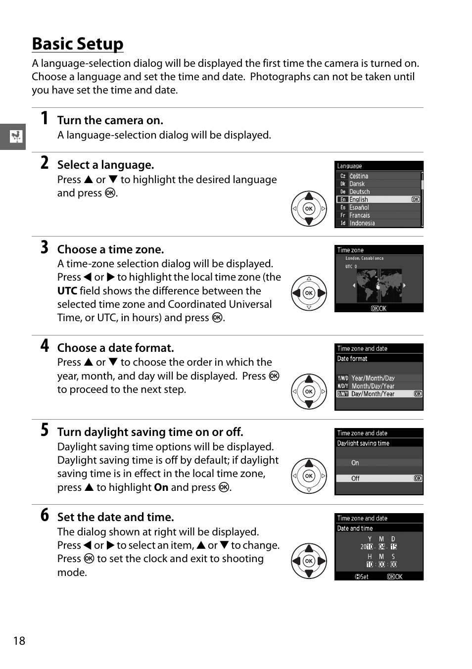 Basic setup | Nikon D3100 User Manual | Page 34 / 224