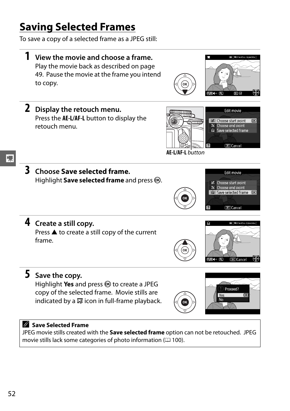 Saving selected frames | Nikon D3100 User Manual | Page 68 / 224