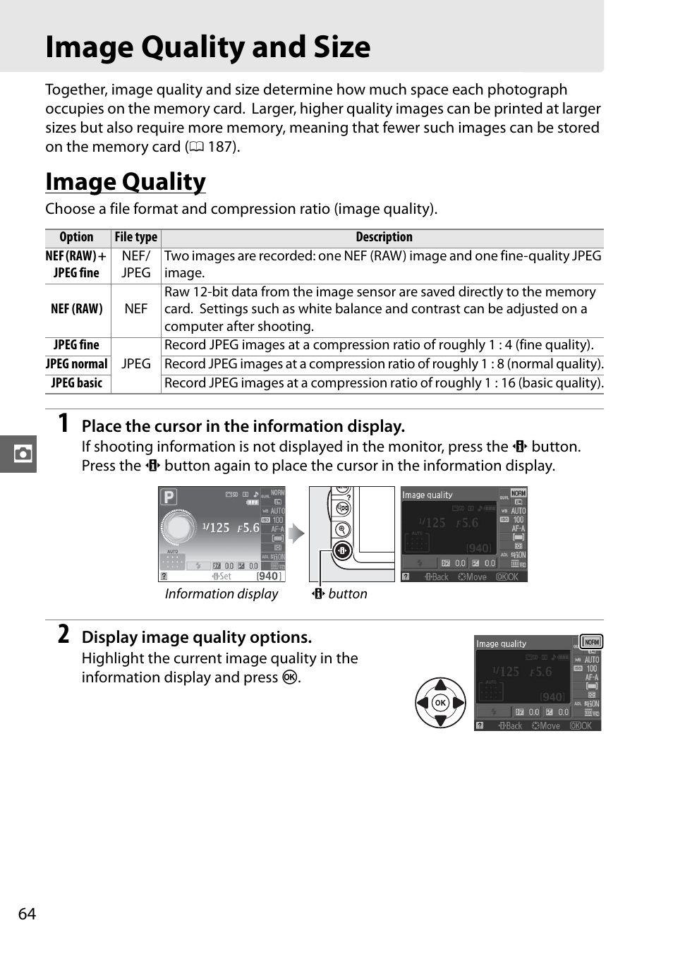 Image quality and size, Image quality | Nikon D3100 User Manual | Page 80 / 224