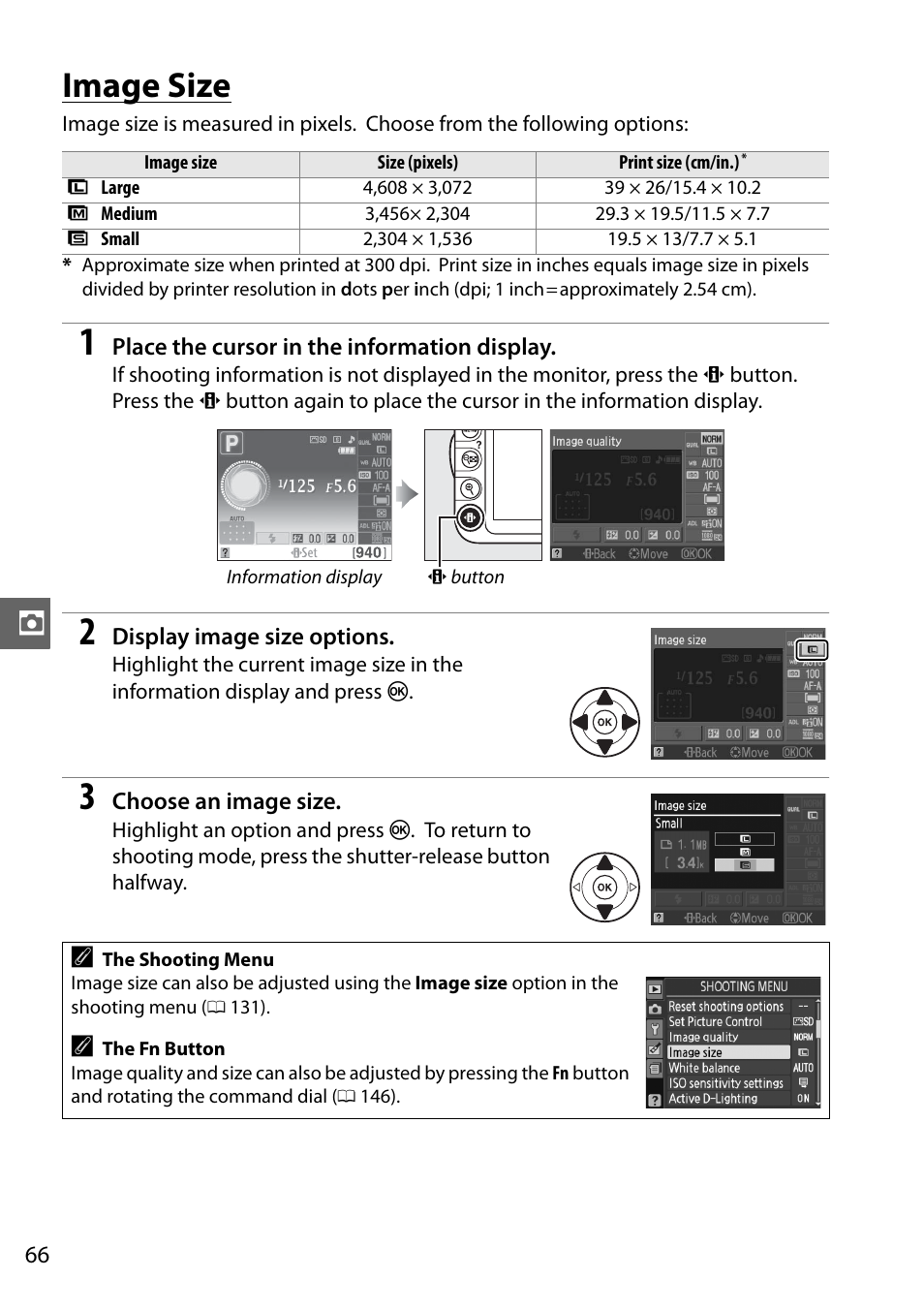 Image size | Nikon D3100 User Manual | Page 82 / 224