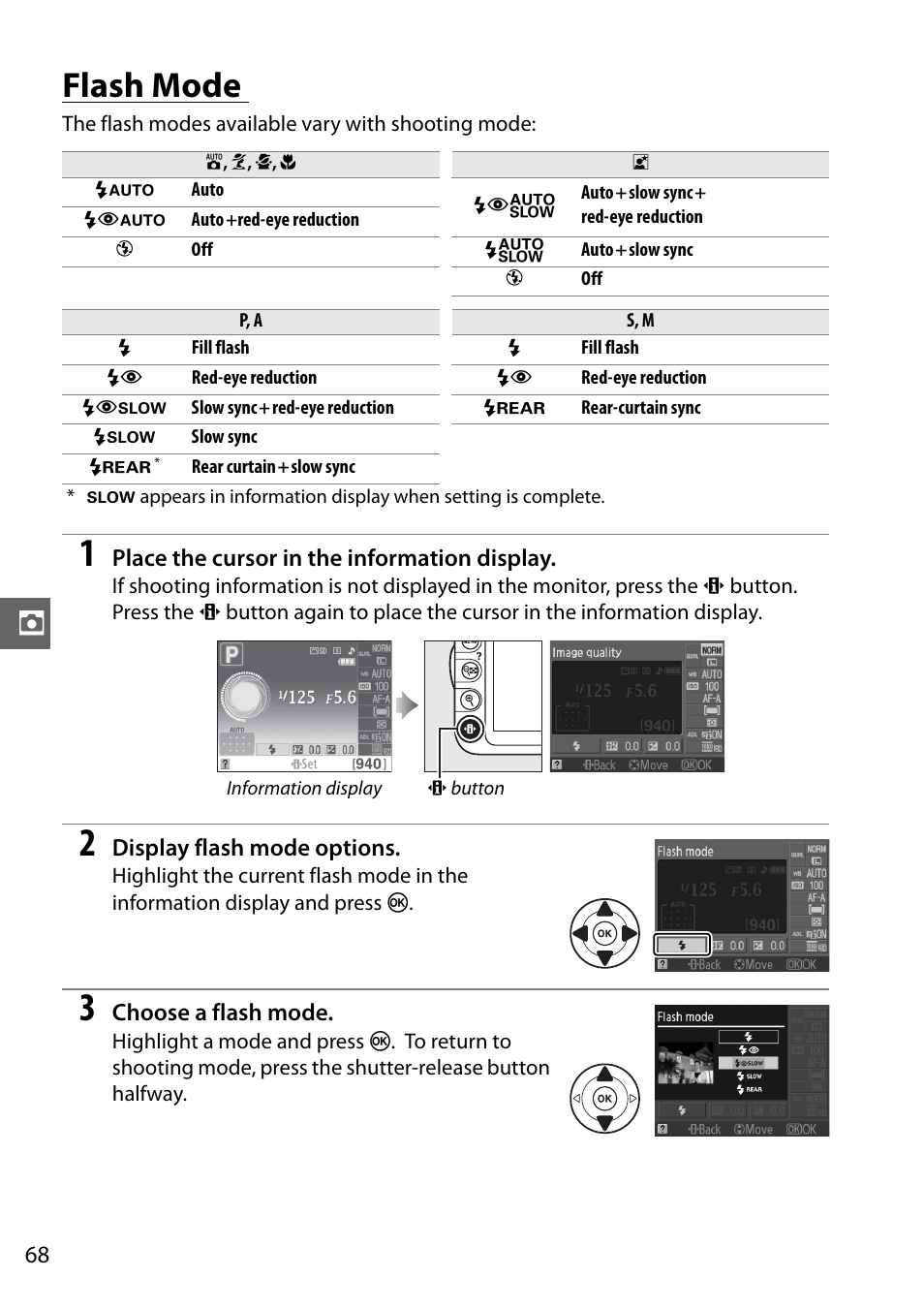 Flash mode | Nikon D3100 User Manual | Page 84 / 224