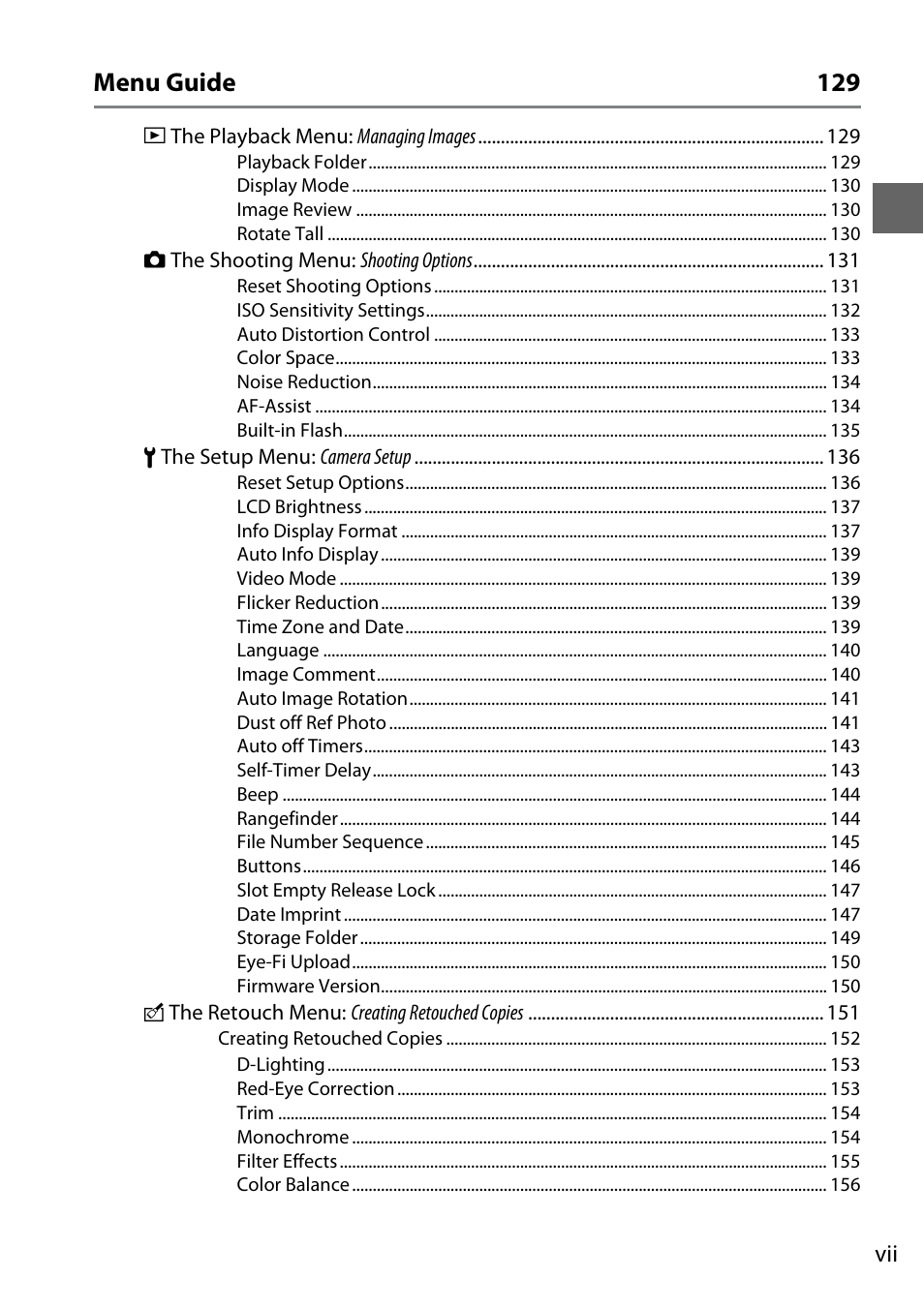 Menu guide 129 | Nikon D3100 User Manual | Page 9 / 224