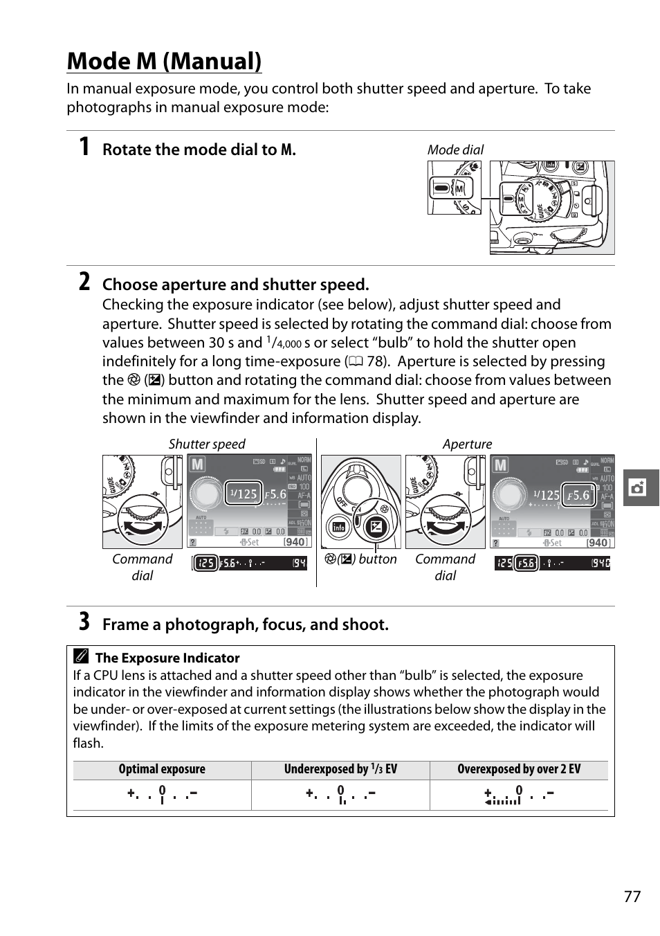 Mode m (manual) | Nikon D3100 User Manual | Page 93 / 224