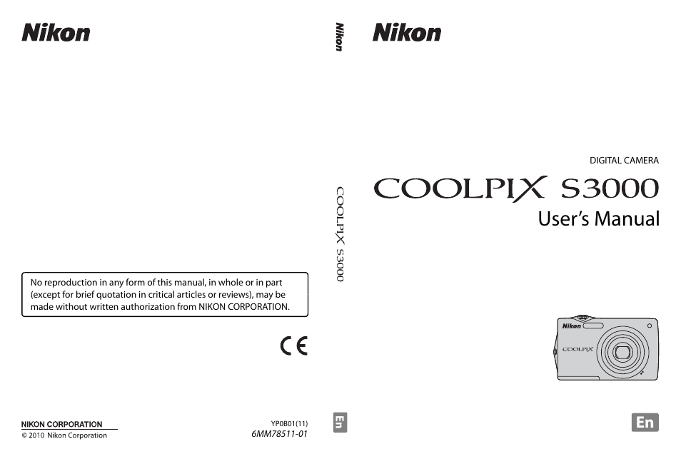 User’s manual | Nikon Coolpix S3000 User Manual | Page 184 / 184