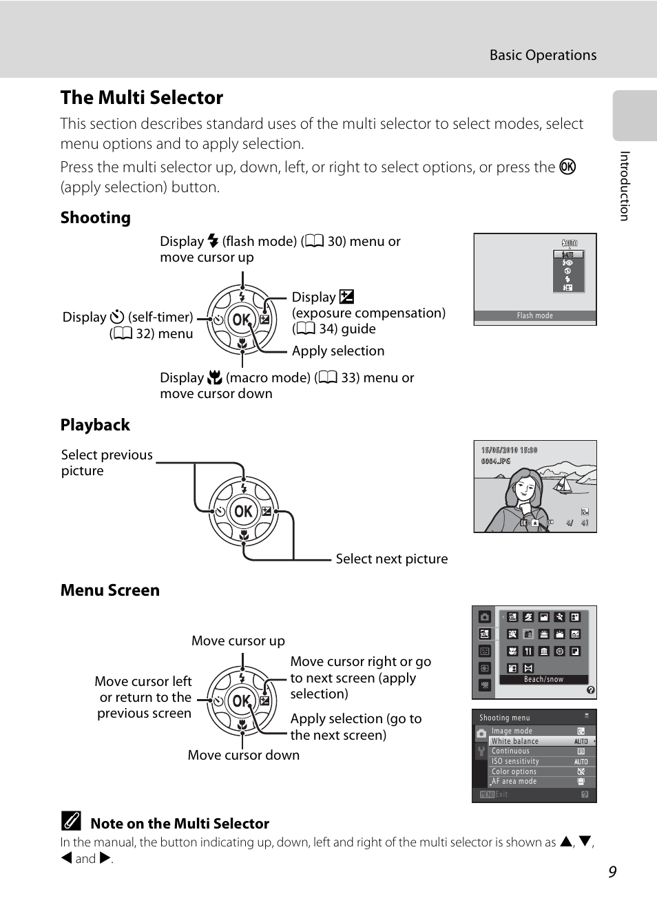 The multi selector, Shooting playback menu screen | Nikon Coolpix S3000 User Manual | Page 21 / 184