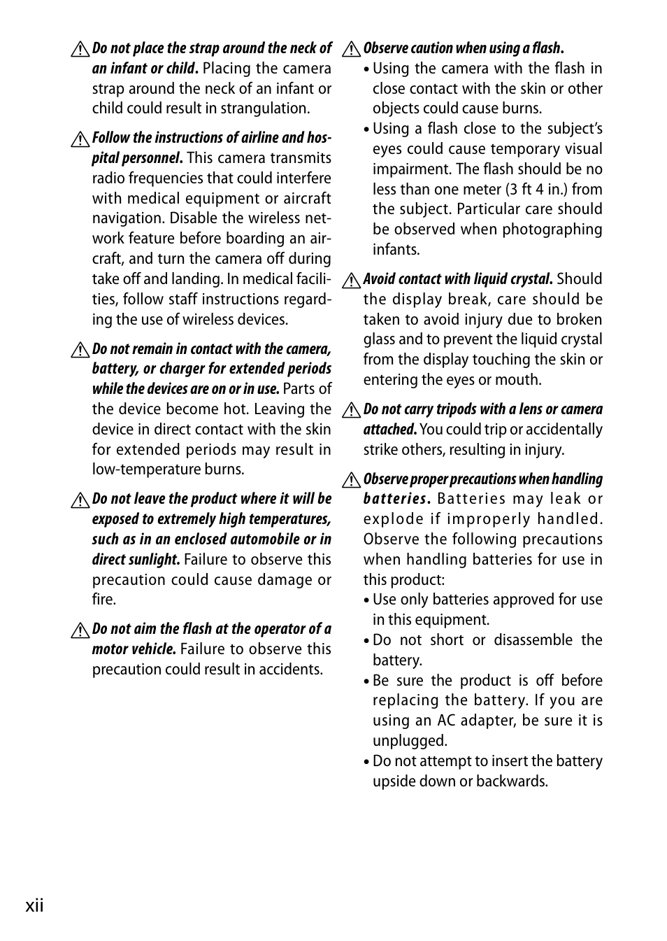 Xii a | Nikon V3 User Manual | Page 14 / 296