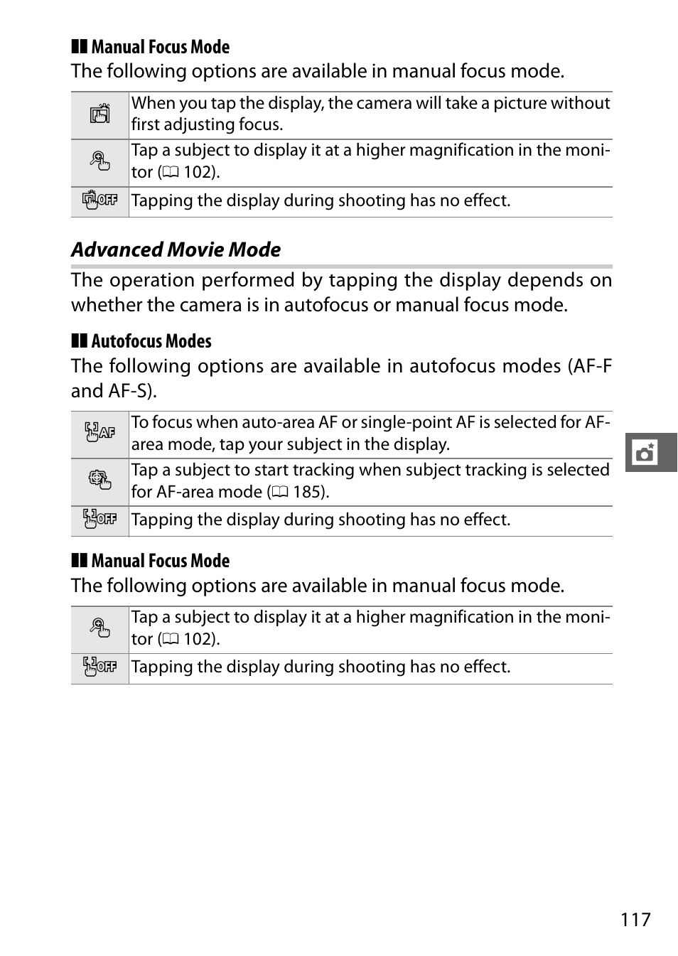 Advanced movie mode | Nikon V3 User Manual | Page 141 / 296