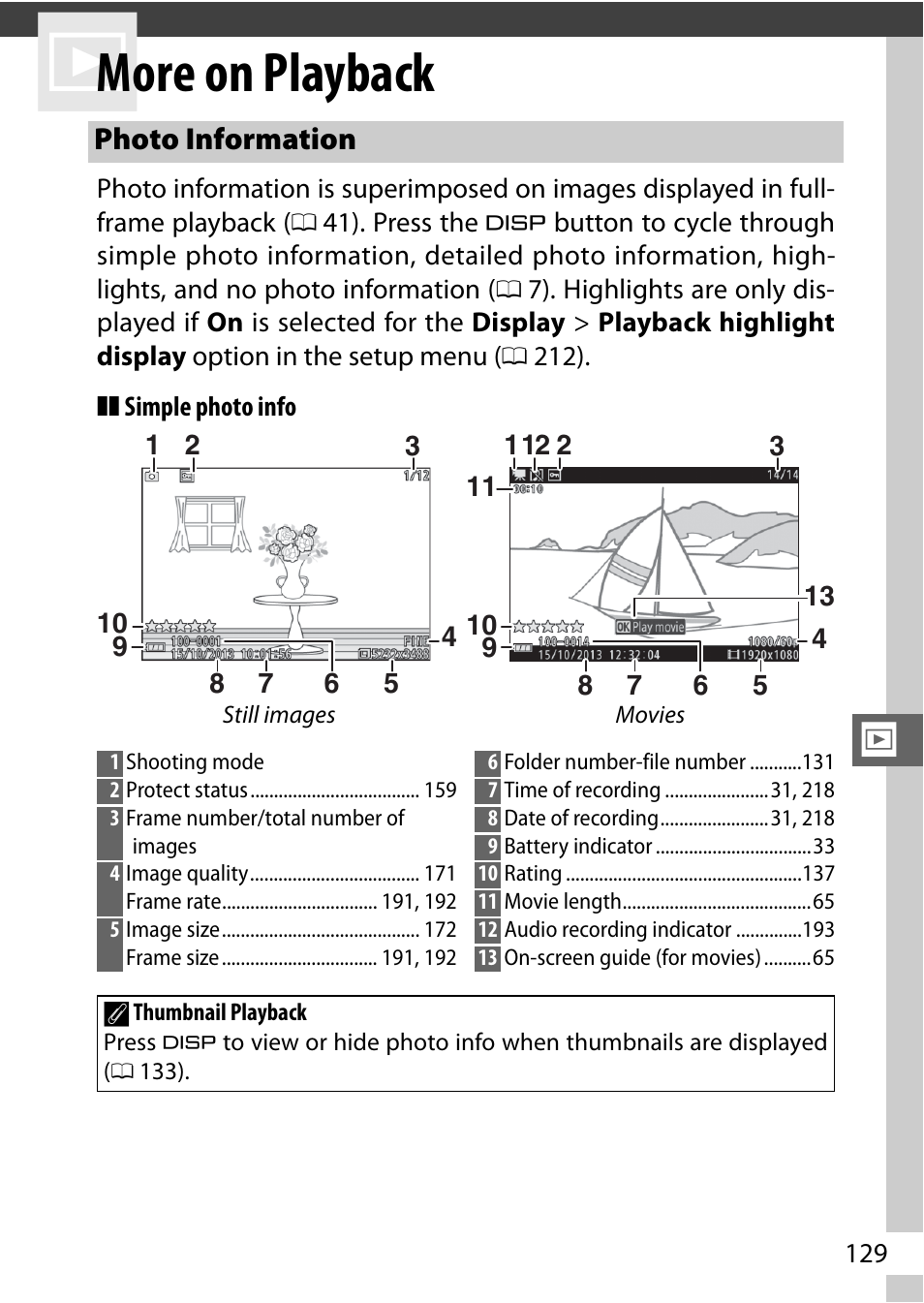 More on playback, Photo information | Nikon V3 User Manual | Page 153 / 296