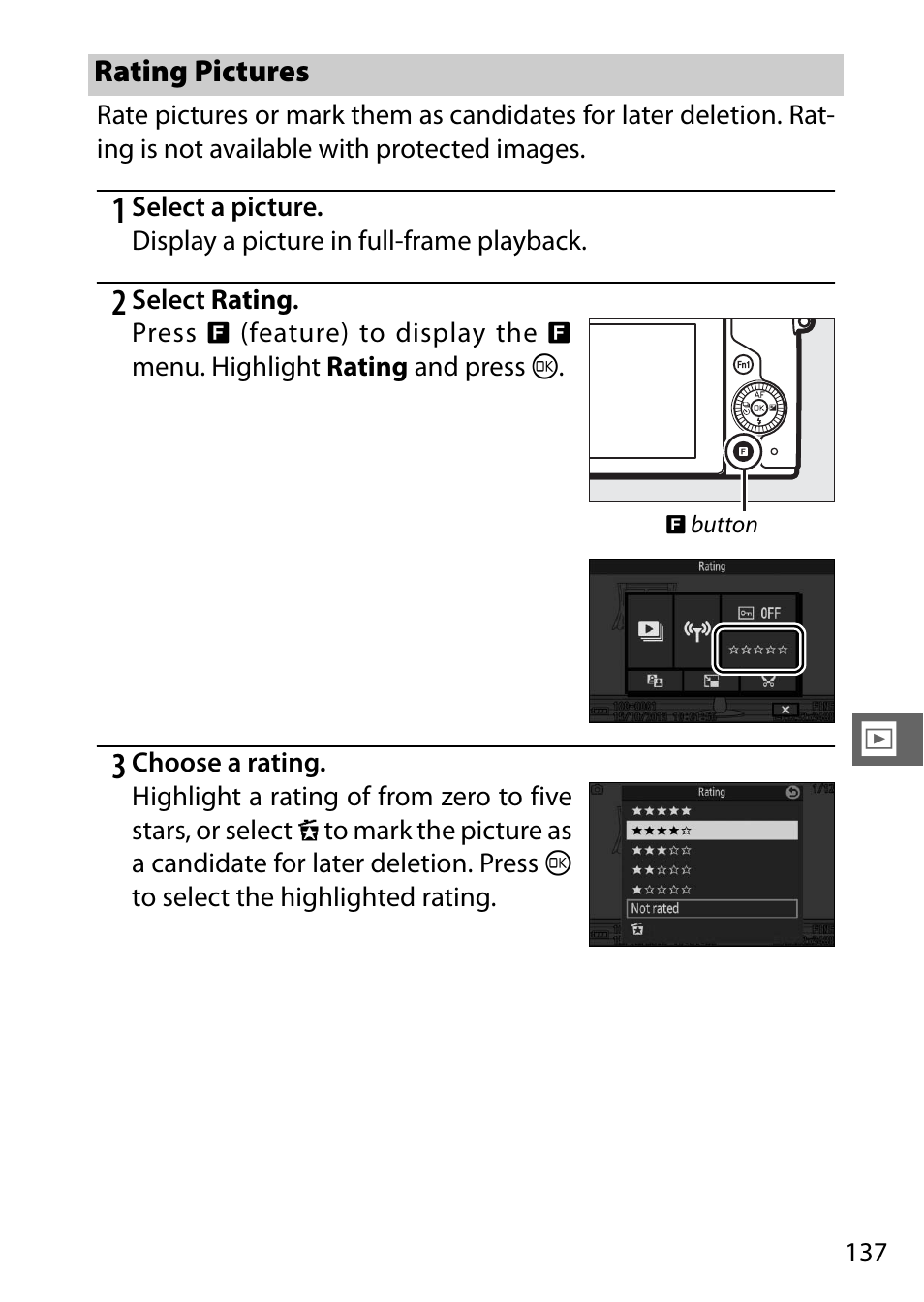 Rating pictures | Nikon V3 User Manual | Page 161 / 296