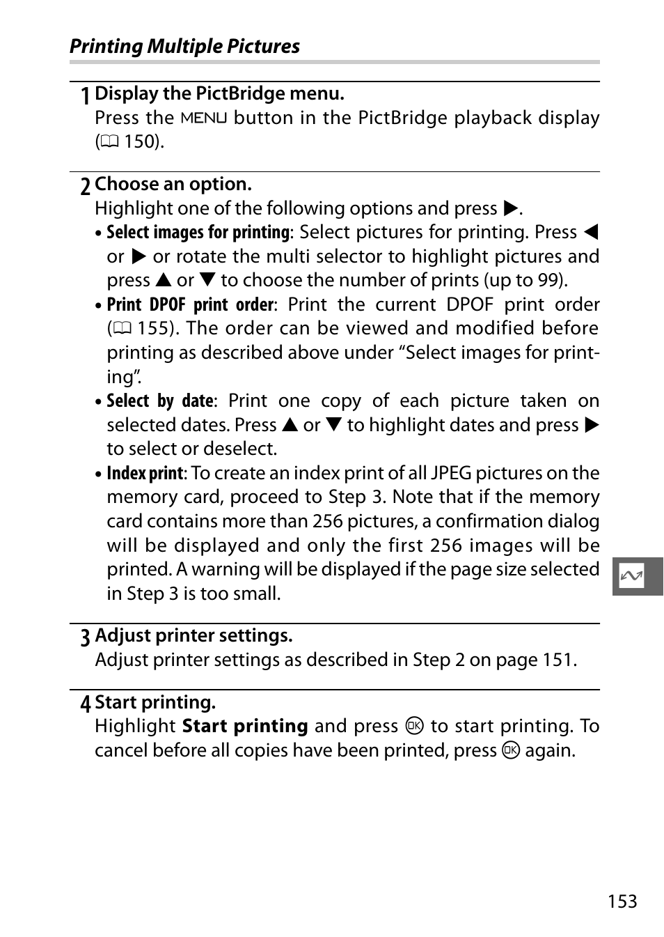 Printing multiple pictures | Nikon V3 User Manual | Page 177 / 296