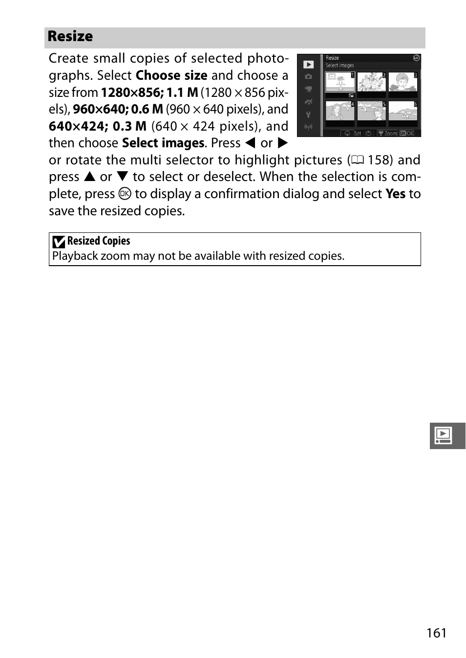 Resize | Nikon V3 User Manual | Page 185 / 296