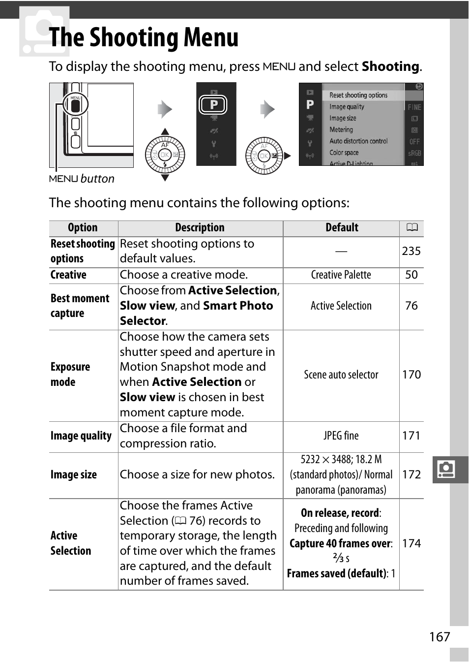 The shooting menu | Nikon V3 User Manual | Page 191 / 296