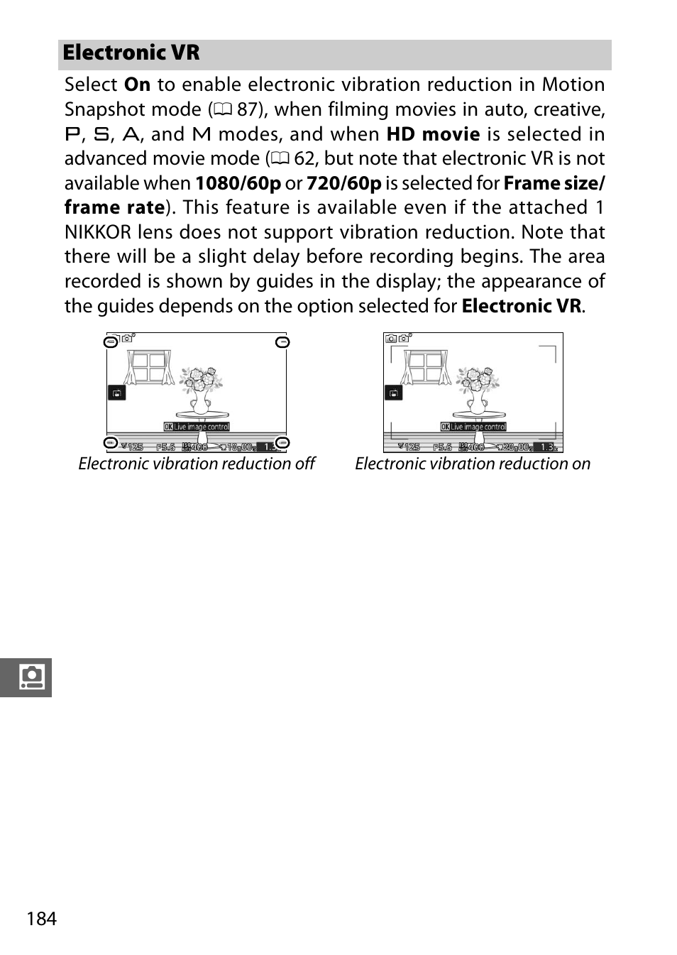 Electronic vr, 0 184) i | Nikon V3 User Manual | Page 208 / 296