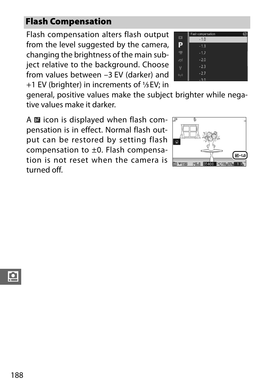 Flash compensation | Nikon V3 User Manual | Page 212 / 296