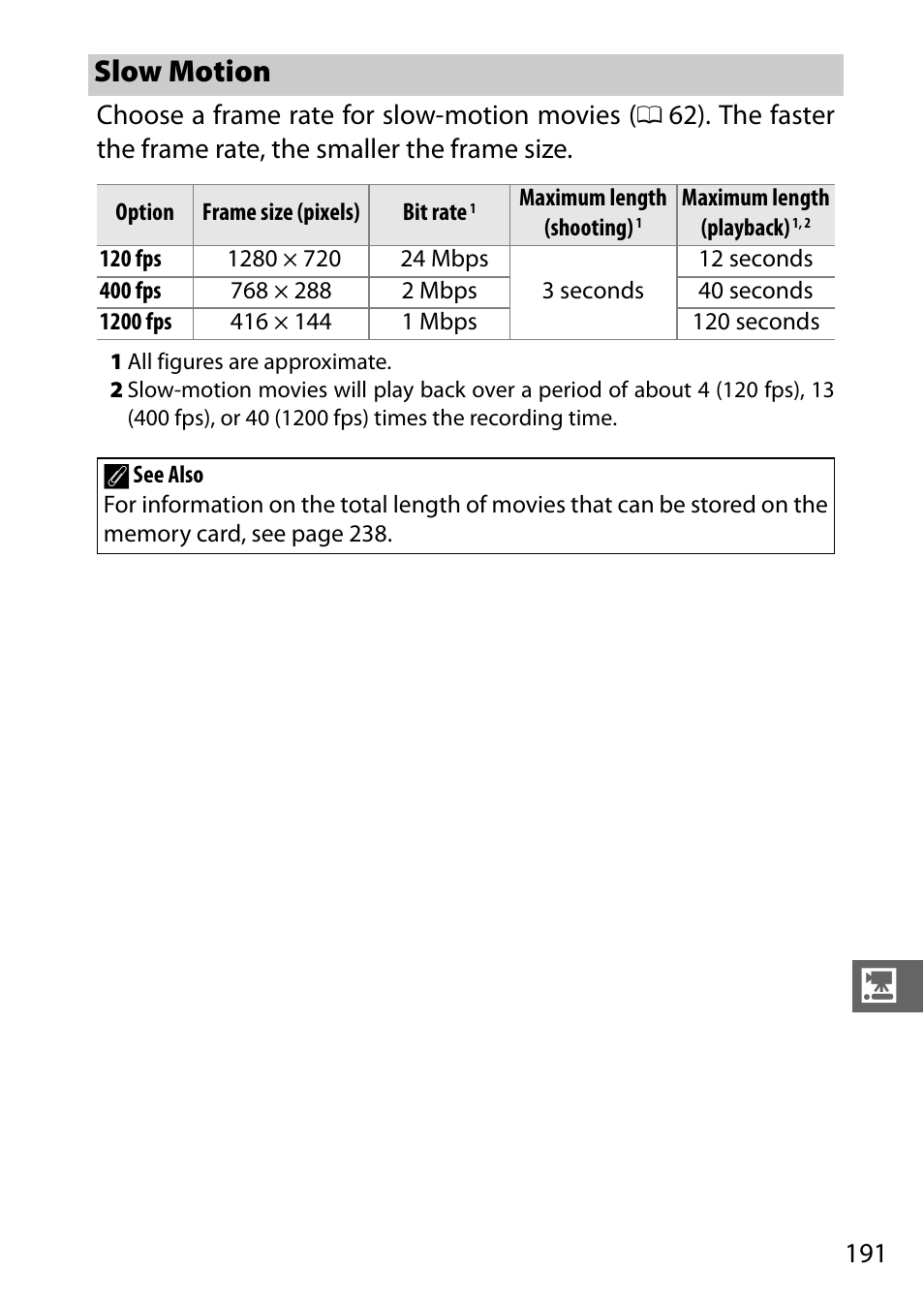 Slow motion | Nikon V3 User Manual | Page 215 / 296