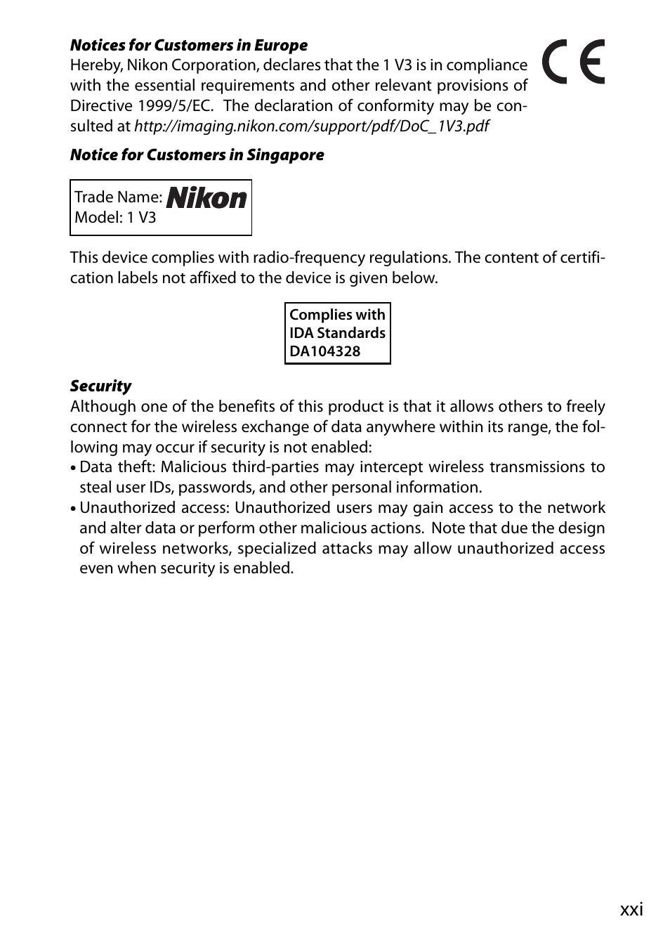 Nikon V3 User Manual | Page 23 / 296