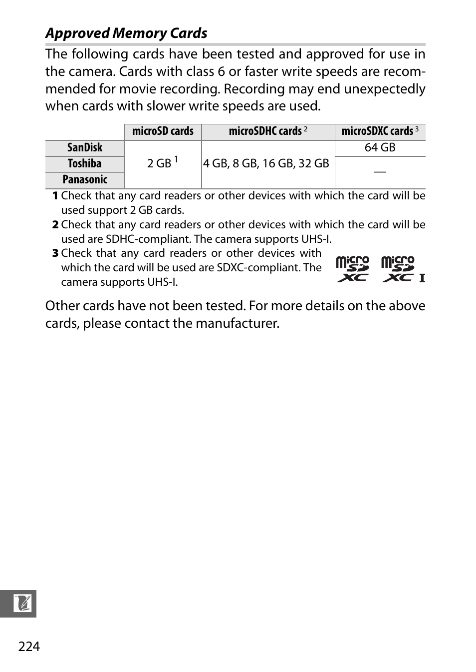 Approved memory cards | Nikon V3 User Manual | Page 248 / 296