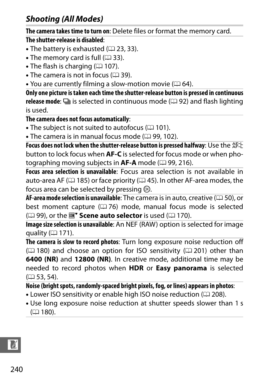 Shooting (all modes) | Nikon V3 User Manual | Page 264 / 296