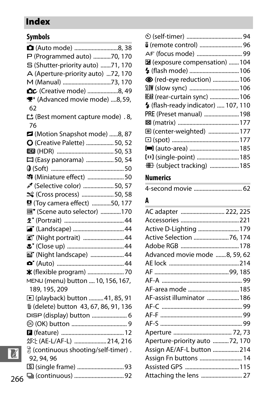 Index | Nikon V3 User Manual | Page 290 / 296