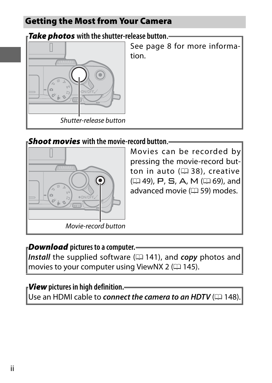 Getting the most from your camera | Nikon V3 User Manual | Page 4 / 296