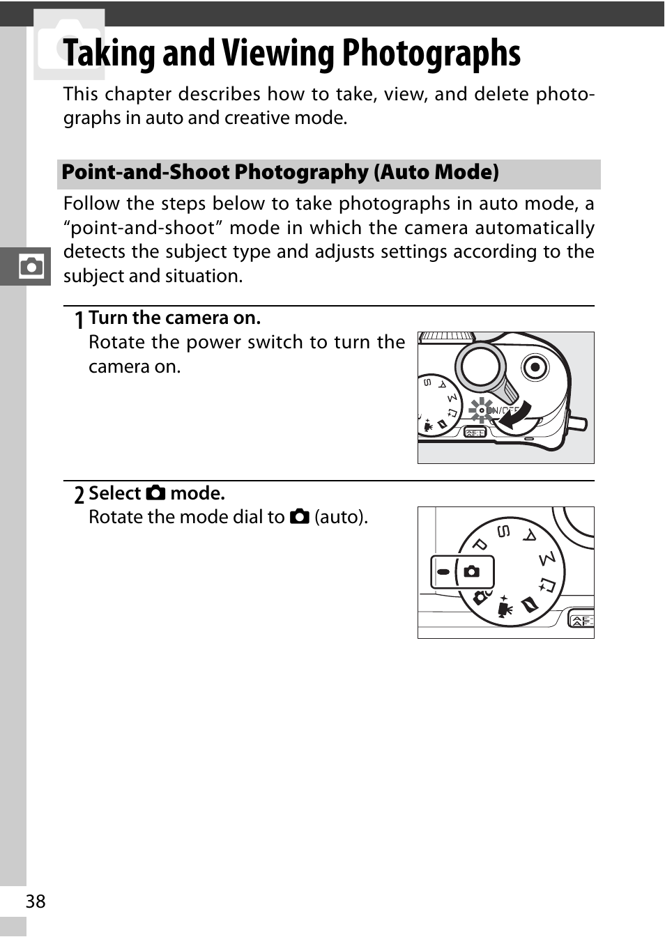 Taking and viewing photographs, Point-and-shoot photography (auto mode) | Nikon V3 User Manual | Page 62 / 296