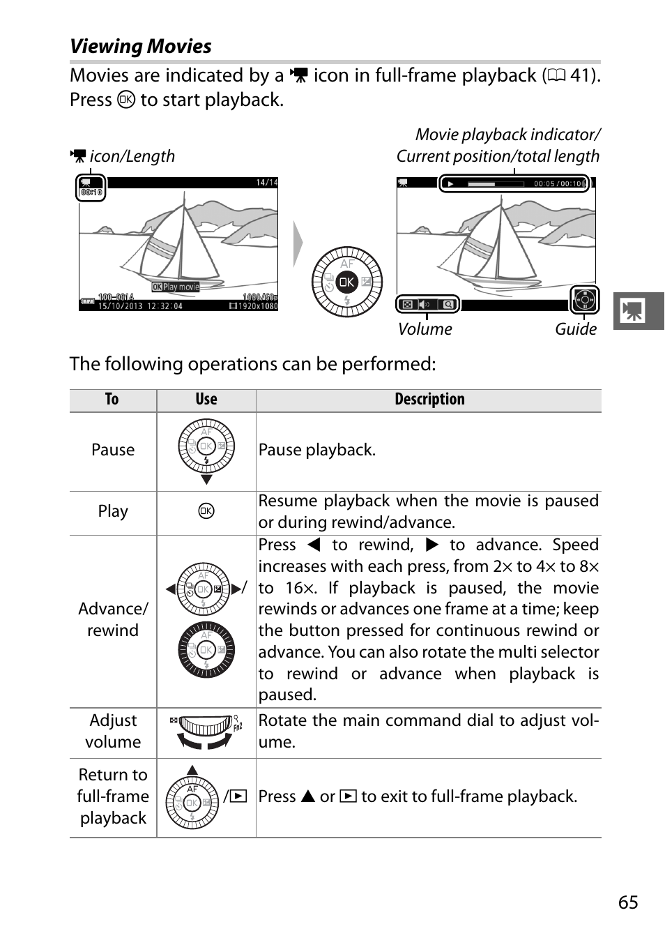 Viewing movies | Nikon V3 User Manual | Page 89 / 296