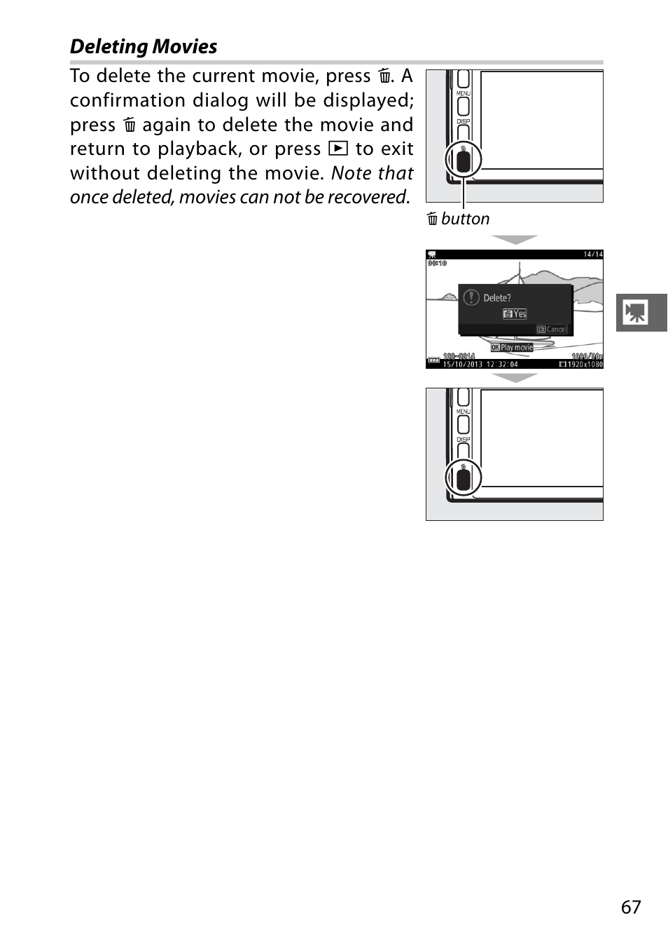 Deleting movies | Nikon V3 User Manual | Page 91 / 296