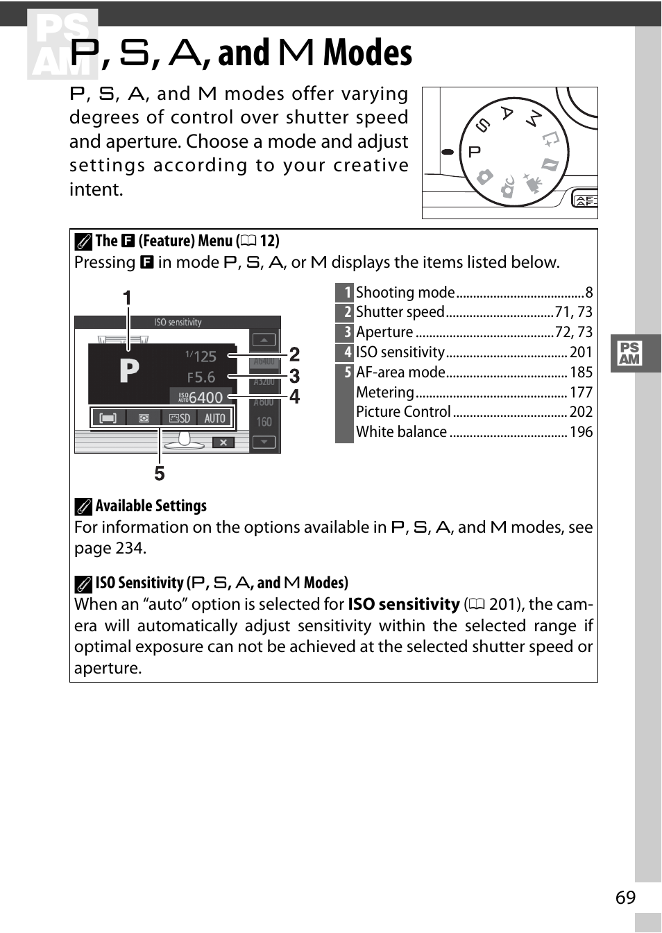 P, s, a, and m modes, T , u , v , and w modes | Nikon V3 User Manual | Page 93 / 296