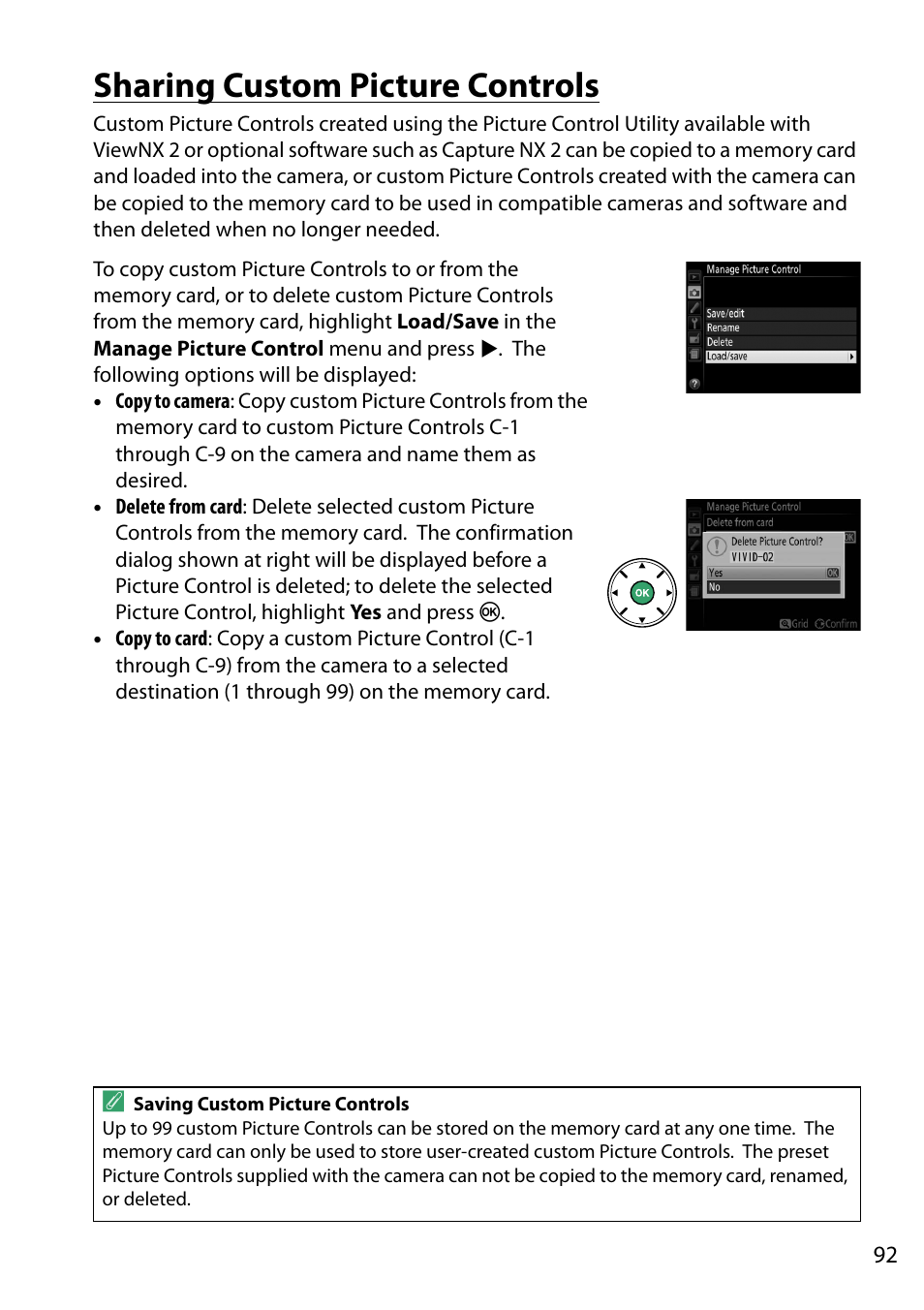 Sharing custom picture controls | Nikon D5200 User Manual | Page 109 / 264