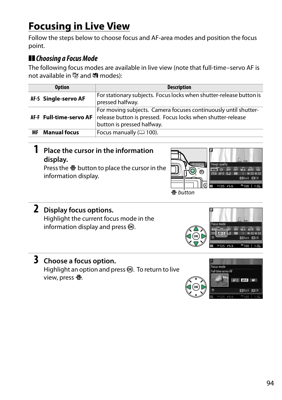 Focusing in live view | Nikon D5200 User Manual | Page 111 / 264