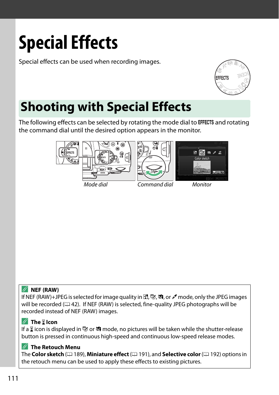 Special effects, Shooting with special effects | Nikon D5200 User Manual | Page 128 / 264