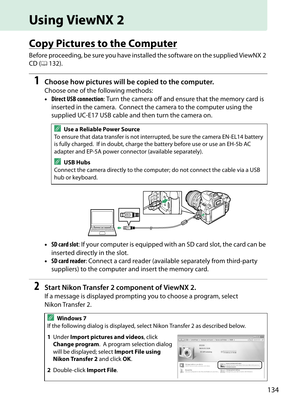 Using viewnx 2, Copy pictures to the computer | Nikon D5200 User Manual | Page 151 / 264