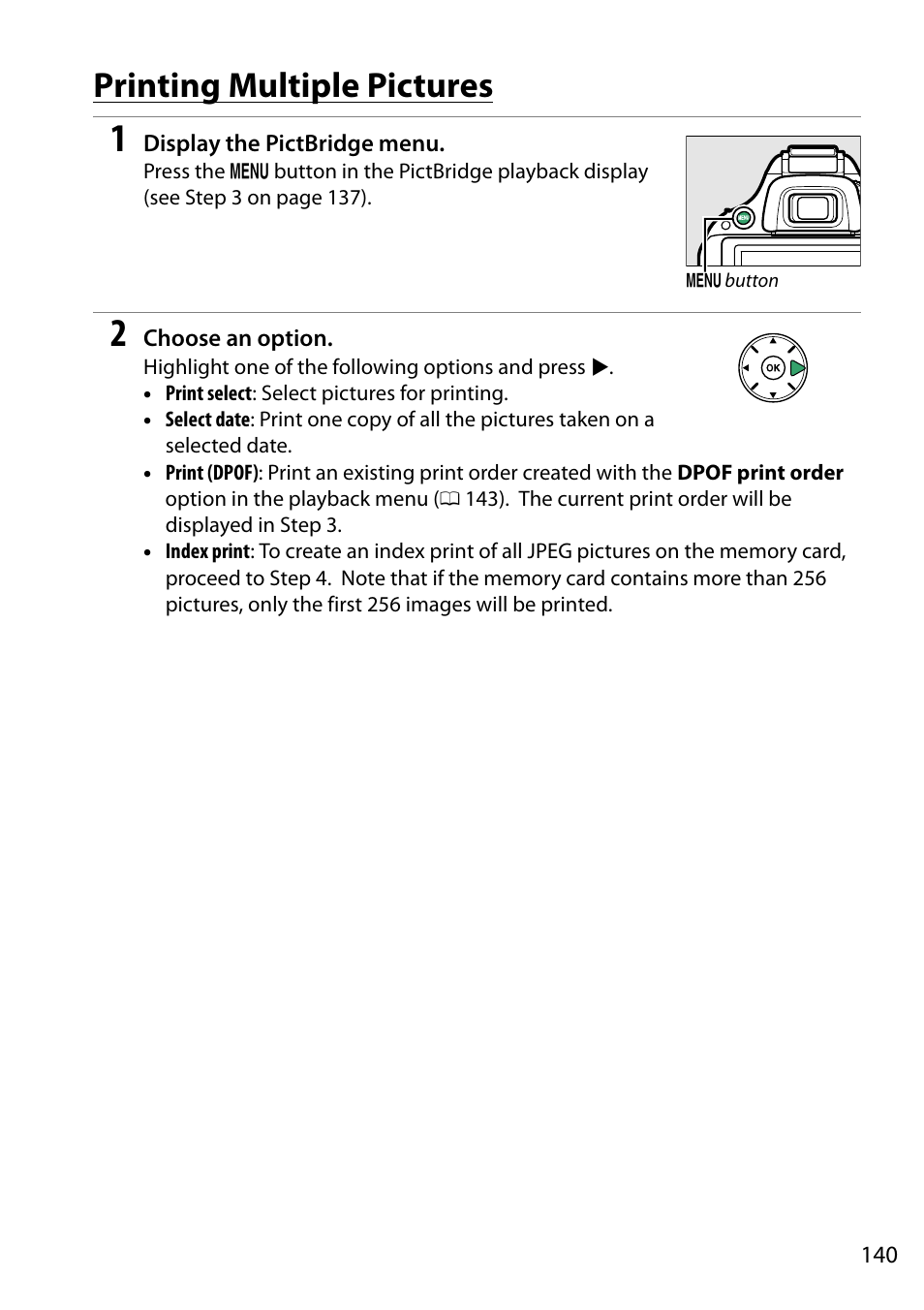 Printing multiple pictures | Nikon D5200 User Manual | Page 157 / 264