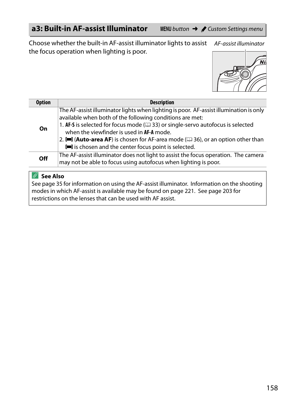 A3: built-in af-assist illuminator | Nikon D5200 User Manual | Page 175 / 264