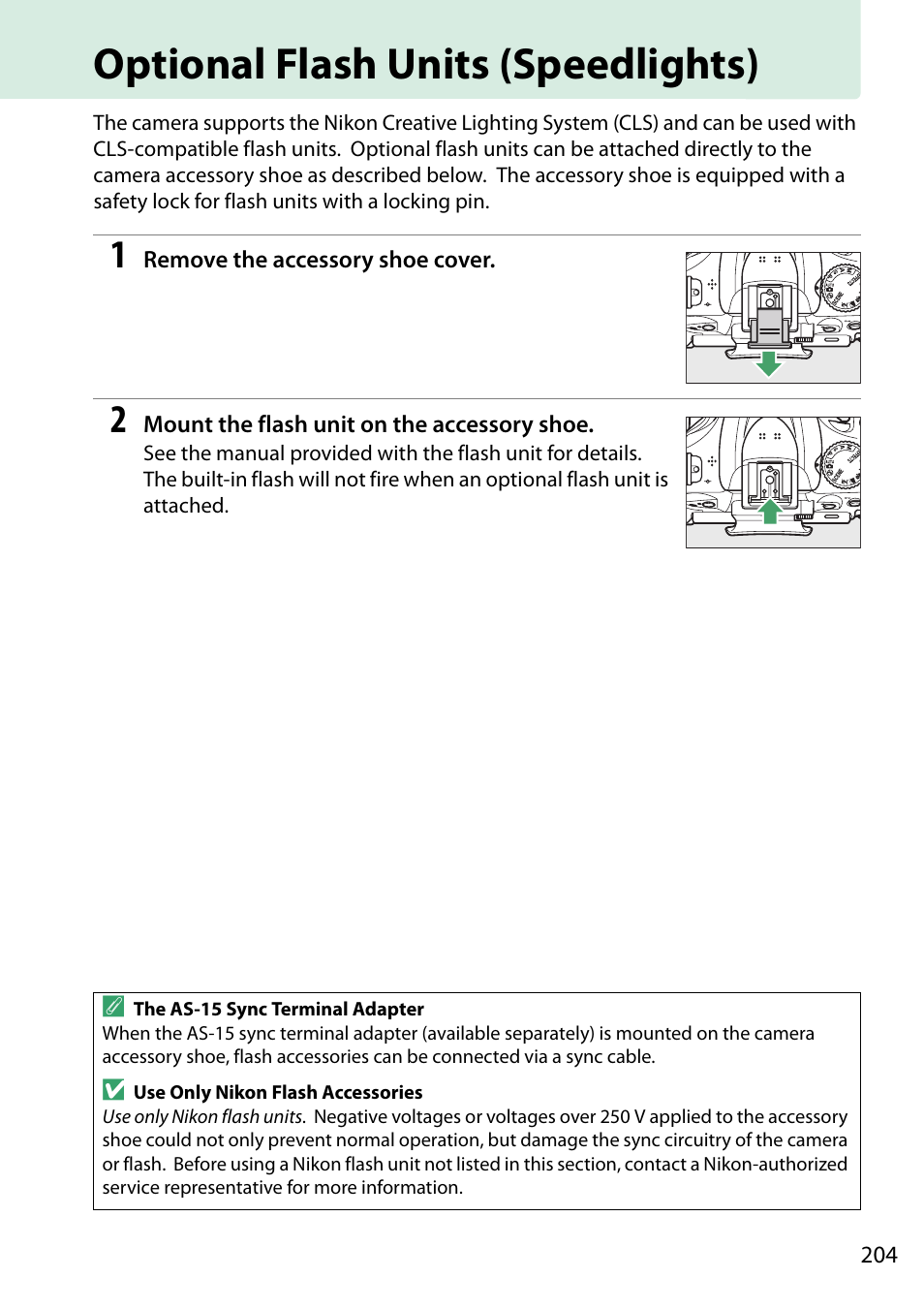 Optional flash units (speedlights) | Nikon D5200 User Manual | Page 221 / 264