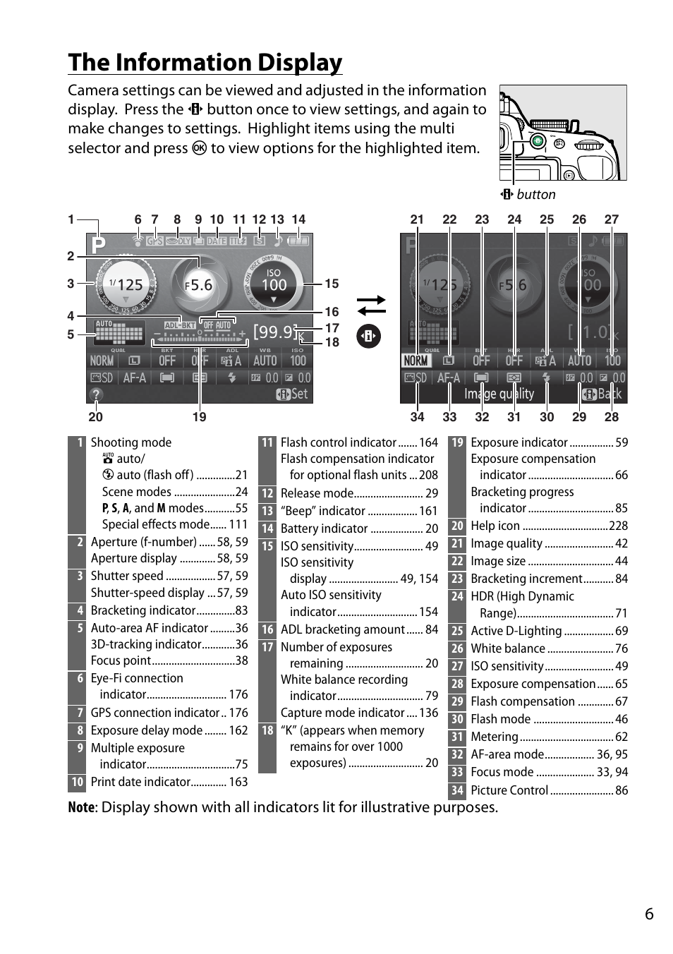 The information display | Nikon D5200 User Manual | Page 23 / 264