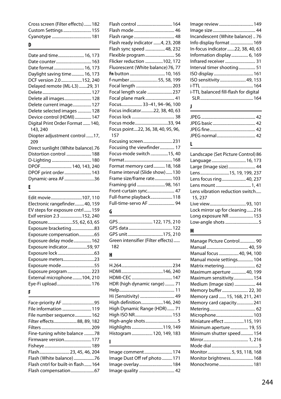 Nikon D5200 User Manual | Page 261 / 264