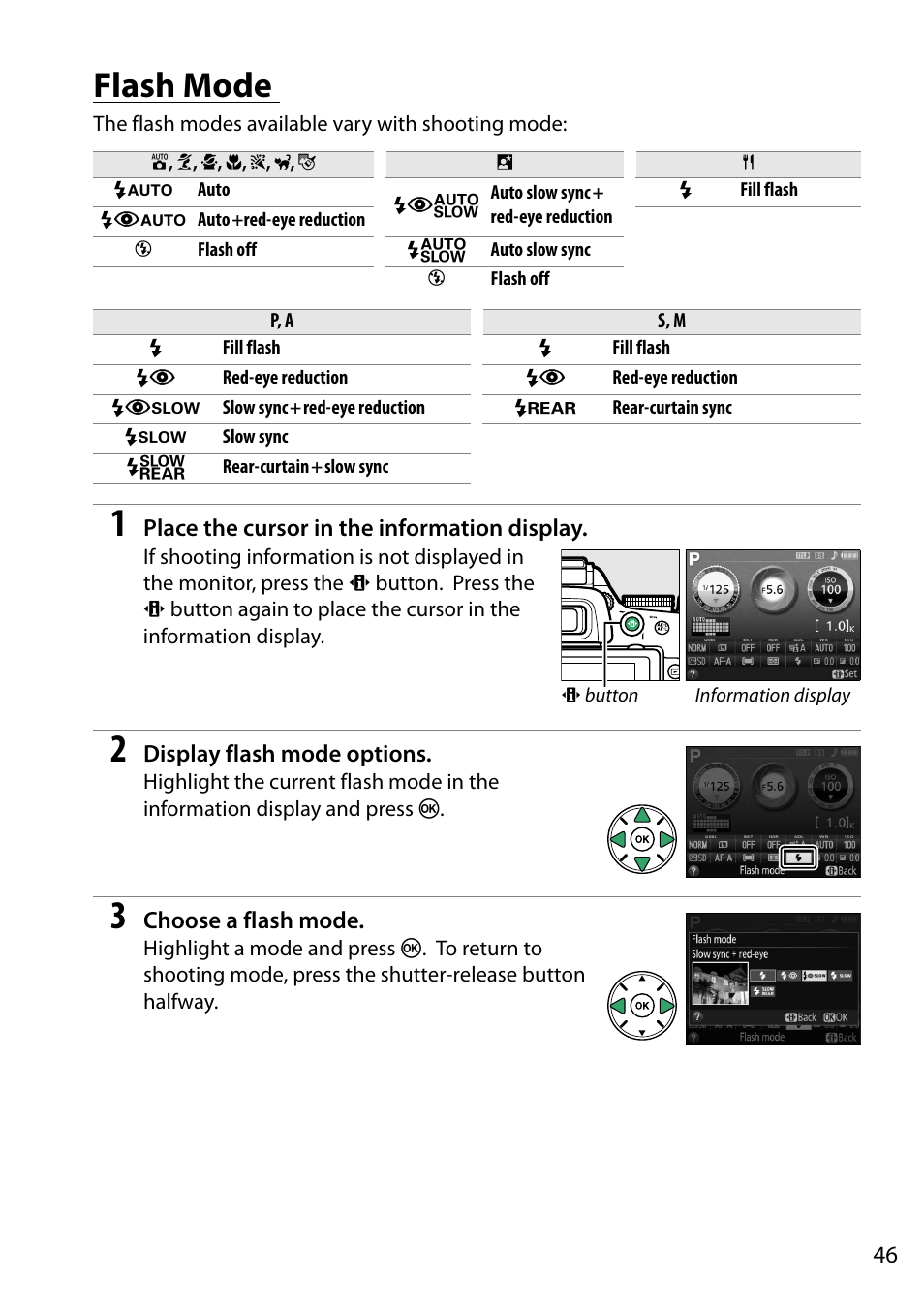Flash mode | Nikon D5200 User Manual | Page 63 / 264