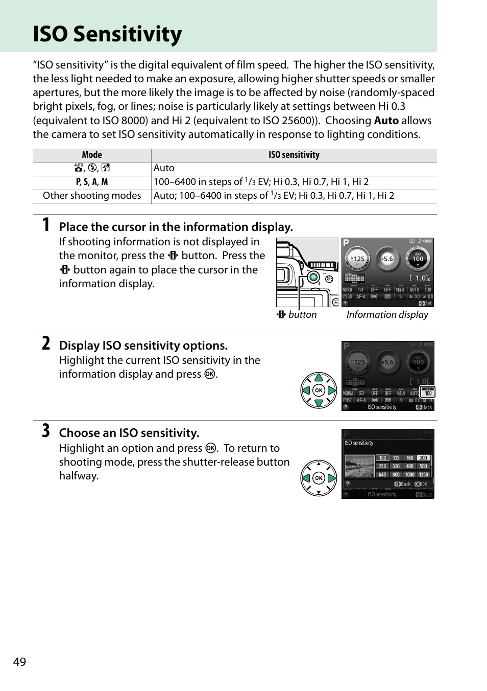 Iso sensitivity | Nikon D5200 User Manual | Page 66 / 264