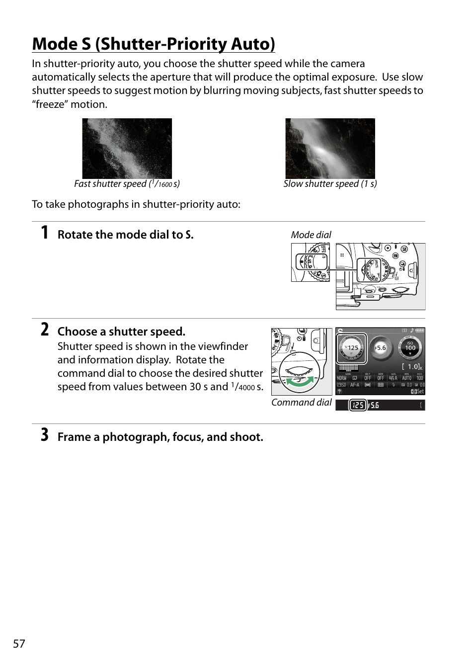 Mode s (shutter-priority auto) | Nikon D5200 User Manual | Page 74 / 264