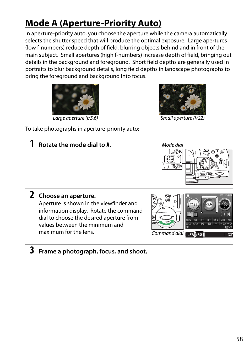 Mode a (aperture-priority auto) | Nikon D5200 User Manual | Page 75 / 264