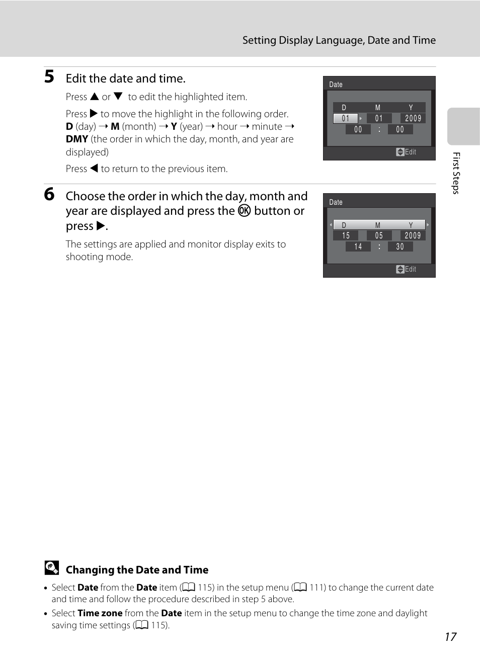 Edit the date and time | Nikon S220 - S225 User Manual | Page 29 / 164