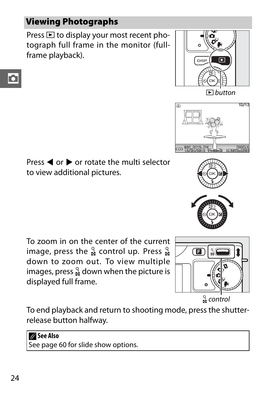 Viewing photographs | Nikon J2 User Manual | Page 26 / 96